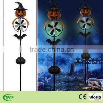 Solar Halloween stake light metal pumpkin garden windmill decoration