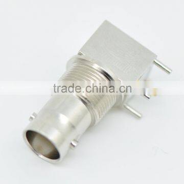 Good Quality Pcb Connectors Right Angle to Pcb Brass Body BNC Connector Jack Right Angle to Pcb Mounting 50 Ohms And 75 Ohms