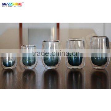 Elegant Manufacturer Mouthblown Borosilicate Double Wall Drinkware Glass With Gradient Colors