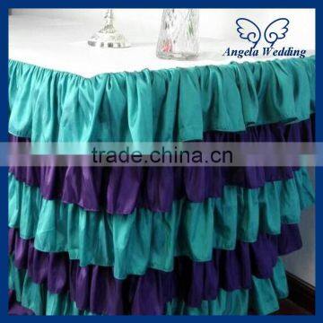 SK009A New 2015 Five Tiered Ruffled Pleated Christmas Steps in Party Purple and Green Table Skirt photo-2