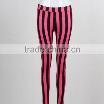 F5S31100 Hot Sexy Vertical Stripe Printed Leggings Ladies Fashion Viscose Leggings