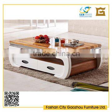 home goods modern marble top wood base coffee table with drawers