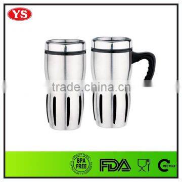 16 oz customized stainless steel vacuum mug with handle