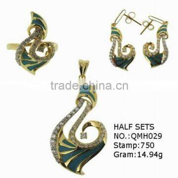 new arrival enamel jewelry set in 18k solid gold QMH029