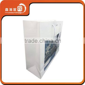 Luxury white printed logo paper shopping bag
