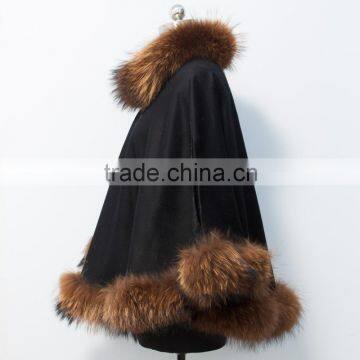 2015 New Arrival Cashmere Cape With Fur Trim for Child CC57 photo-3