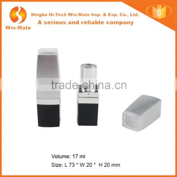 Empty Square Plastic With Silvery Cover And Black Base Lipstick Packaging