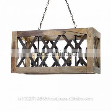 Industrial chandelier , Industrial wood metal ceiling light