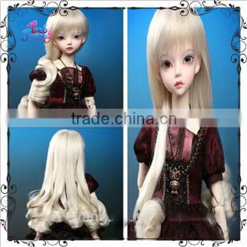 Newest style long deep curly blonde 1/4 bjd doll wig