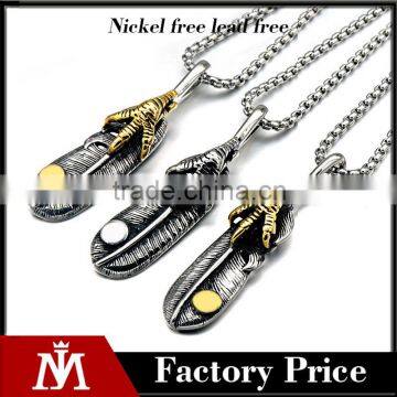 Fashion Style Design Vintage Unisex Leather Pendant Necklace Stainless Steel Casting Popular Charm Pendant Necklace