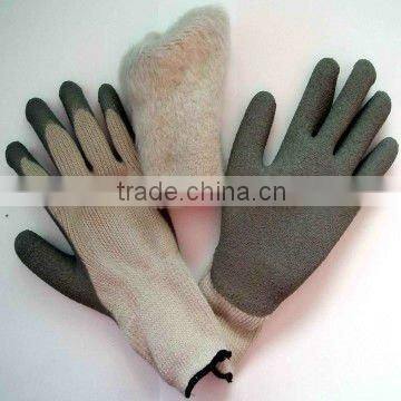 Poly/cotton Crinkle latex coated gloves