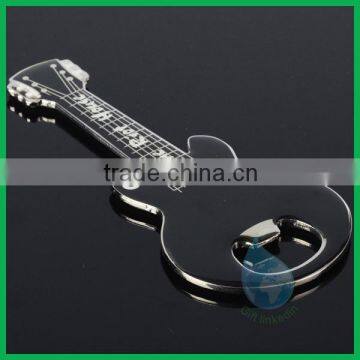 2014 hot products nickel plated guitar shape open beer bottle with fridge magnet