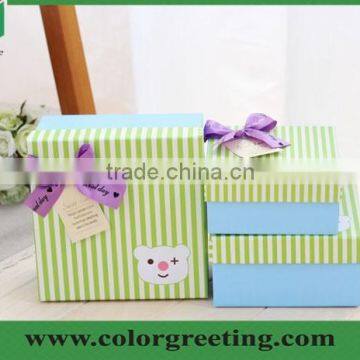 custom small lift-off lid covered gift box Full color and cardboard paper package Small blue Jewelry Boxes