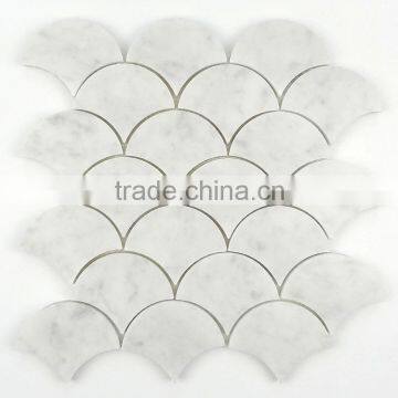 honed carrara white water jet marble mosaic fish marble mosaic