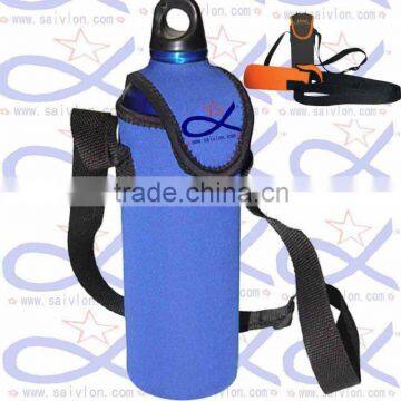 Neoprene insulated water bottle holder with strap