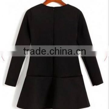 Black Glasses Dog Print Falbala Cotton Blend New Dress photo-3