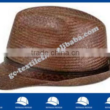 brown straw hat with PU ribbon