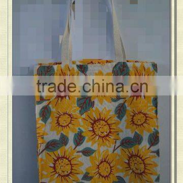 flower printing cheap women canvas bag large capacity handbag