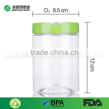 High quality green jars white plastic bottle food container screw lid pet round jar clear pet bottle