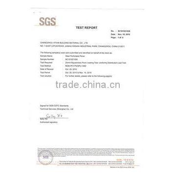 SGS test for Vitian steel perforated panel
