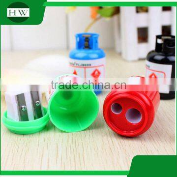 portable plastic colorful funny child cartoon gas bottle tank cylinder double pencil sharpener