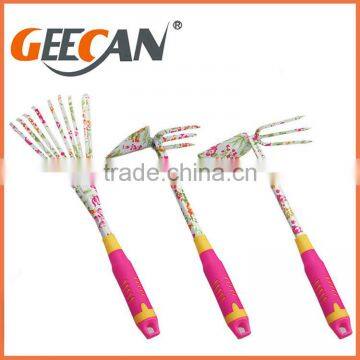 4pcs Kids Garden Tools Set Floral Printing Shovel,rake,fork With Plastic Handle photo-6