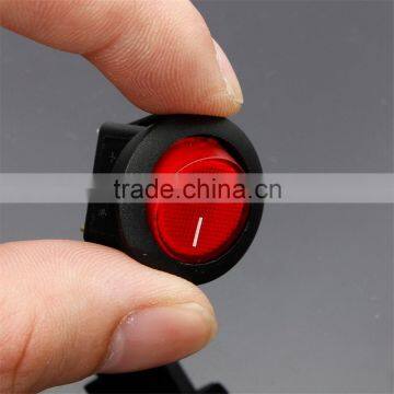 Red Neon 3 Pin 4.8mm Terminals 12V 16A Universal LED Illuminated Car Button Lights ON/OFF Round Rocker Switch Dash Boat Van photo-2