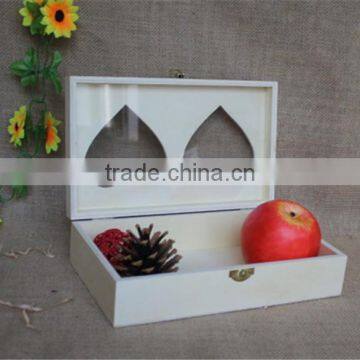 FSC carved decorative fancy wooden candy storage boxes with heart window for christmas gift