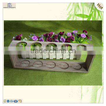 Antique Color Five Compartments Wood Test Tube Stand photo-6