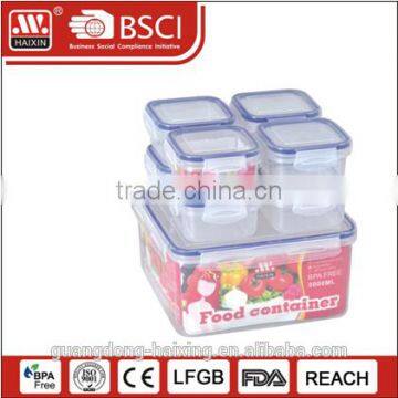 Plastic food storage container set with color box