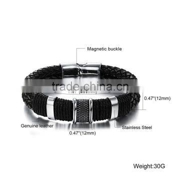Handmade Genuine Leather Weaved Double Layer Men's Bracelets Casual/Sporty Bicycle Motorcycle Delicate Cool Men Jewelry photo-5