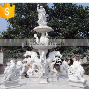 greek style big white marble garden fountain with horse NTMF-S529S