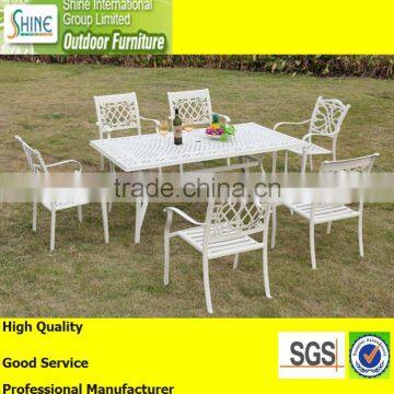 Outdoor furniture waterproof high end cast aluminium table and chairs 6+1 dining furniture