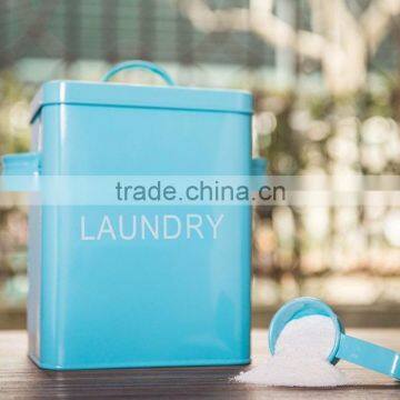 Laundry Powder Storage Box Washing Tablet Retro Metal Container Tin With Scoop