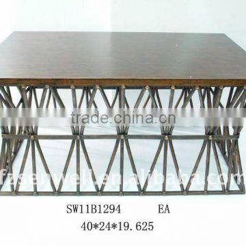 Handmade wood top coffee table with metal base