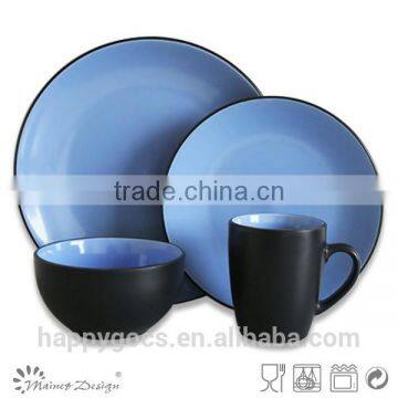 16pcs Dinnerware Set Manufacturer Two Tone Black Blue photo-5