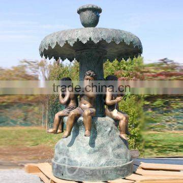 outdoor garden decoration metal craft bronze cherub fountain