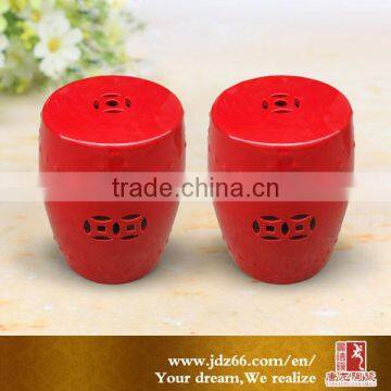 Red popular style chinese stool outdoor ceramic drum stool