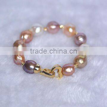 7.5" 11-12mm multicolors baroque Edison pearl bracelet