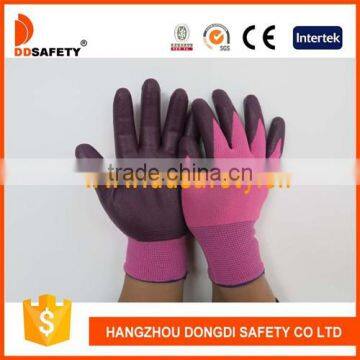 DDSAFETY 2017 Rose Red Nylon With Dark Purple Nitrile Glove