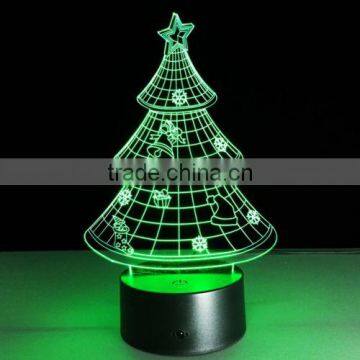 7 Colors Change Birthday Wedding Decor Gift Christmas Tree 3D Illusion LED Night Light photo-2