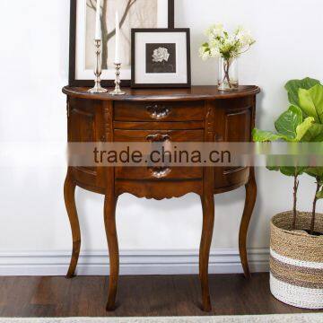 Console table HALF MOON natural brown teak wood furniture