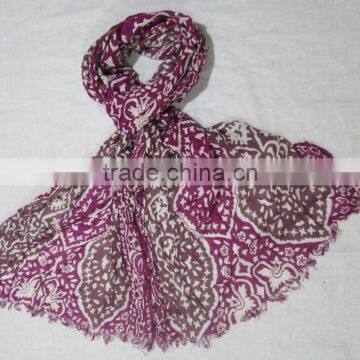 Rayon printed self fringes Scarves