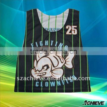 custom made sublimated lacrosse pinny with 100%polyester