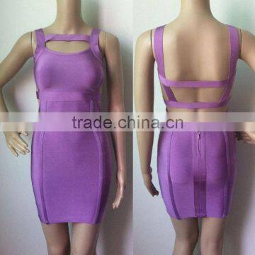 2015 New Lilac Lavender Open Sexy Front Hole Chest Women Bodycon HL Bandage Dress Evening Party Pencil Dress photo-4