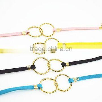 Gold Love Letter Charm Suede Leather Bracelet Custom Logo Charm Leather Bracelet photo-4