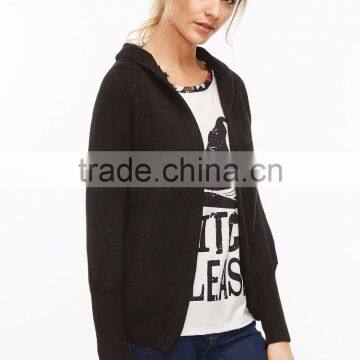 OEM Best Selling Black Raglan Sleeve Hooded Sweater Coat Cotton Spandex Comfortable Casual Cardigan Sweater photo-4