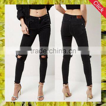 Fashion custom ladies jeans top design ripped women jegging legging jeans 2017 wholesale alibaba