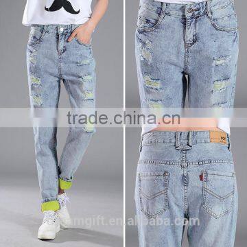 2016 New Fashion Brand Blue Jeans Women Slim Jeans Female Comfortable Stretch Pencil Pants Hole Beggar Women photo-6