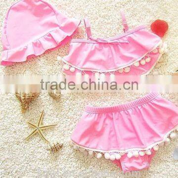 Hot Selling Girl Cute Swimwear With Pompoms Two Piece Bikini Beach Wear Ksw-27 photo-2